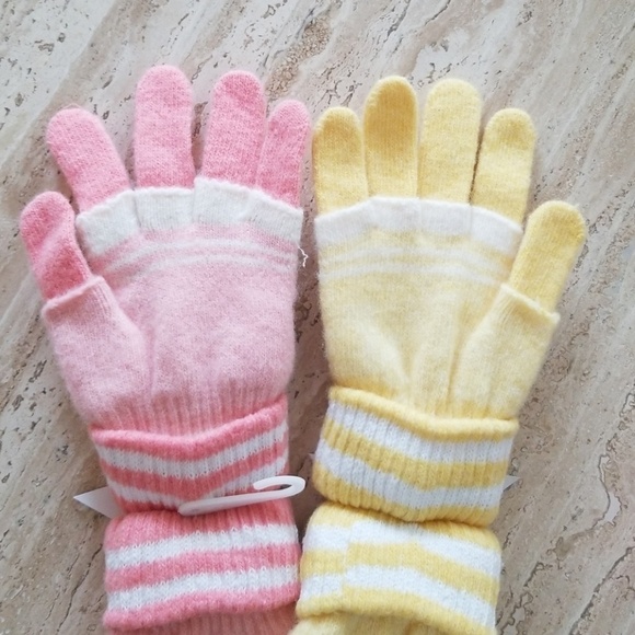 Set of 3 New Multicolor Double Layered 2 in 1 Wool Blend Cozy Warm Gloves - Picture 4 of 5